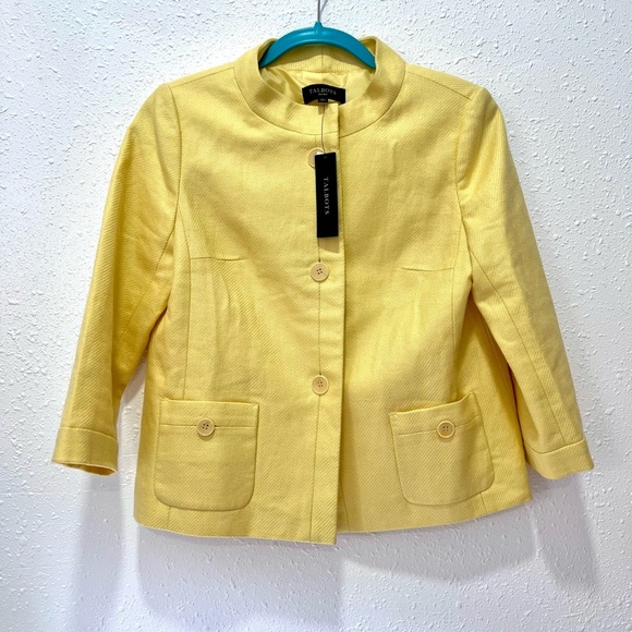 Talbots Sunny Yellow classic button-up 100%linen Jacket 6P - Picture 8 of 8
